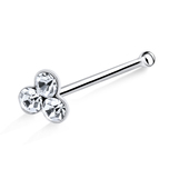 Flower with Stone Silver Bone Nose Stud NSKD-28s